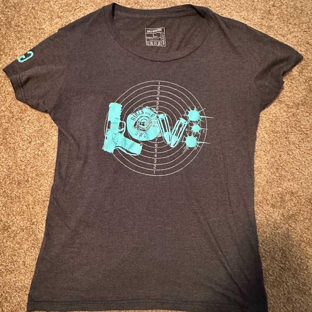 Dark Gray Graphic Tee with Blue Accents